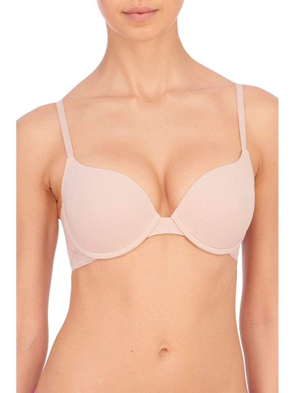 🆕Natori Sheer Glamour Push-Up Underwire T-Shirt Bra 34DD Beige #727252